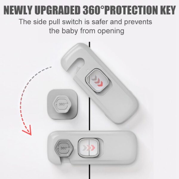 5 Pack Child Proof Refrigerator Lock, QYESWHSR Fridge Locks for Kids with Sticky Adhesive Pads, Child Safety Locks for Doors, RV Refrigerator, Oven Lock Child Safety Baby Cabinet Locks - Grey Updated - Image 5