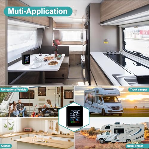 5 in 1 Indoor Air Quality Monitor, Portable Smartair Quality Tester for CO2 | TVOC | HCHO | Temp | Hum, Air Quality Test for Home, Office, School, Hotel, Car (Black) - Image 8