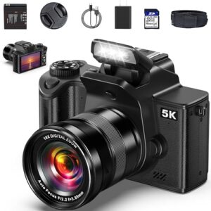 5K Digital Camera for Photography – 80MP WiFi Vlogging Camera for YouTube One-Touch Macro – UHD Autofocus Video Cameras with 4.0″ Touch Screen, 18X Digital Zoom, Lens Hood, 3000mAH Battery, 32GB Card