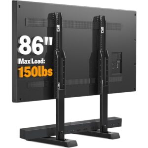 5Rcom Universal TV Stand, Large TV Legs for 37-86 Inch Flat Curved TVs with Cable Management, 6 Height Adjustment Table Top TV Mount Stand Up to 150lbs, Black