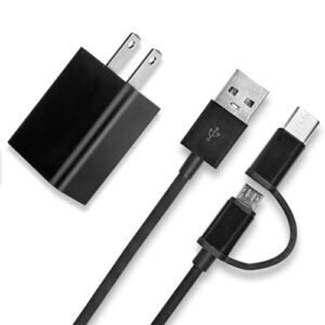 5V Charger Replacement for All Amazons Kindle Fire HD 6 7 8 10, Paperwhite, Galaxy,Kids E-Reader Tablet Micro USB Type C 2 in 1 Charging Cable