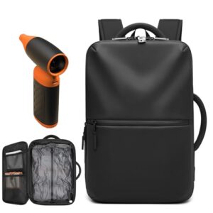 60L Exapandable Vacuum Travel Backpack, 17Inch Water Resistant Business Laptop Backpack with Dual USB Charging Port and TSA Lock for Women & Men (With Multifunctional Violent Air Pump & Black)