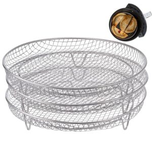 7.8″ Air Fryer Accessories, 3 Stackable Racks for Instant Vortex, Nuwave Air Fryer, Ninja Foodi Grill, Multi-Layer 304 Stainless Steel Grill Rack, Fits 5.8 QT Air Fryer Oven