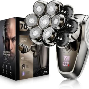 7D Head Shavers for Bald Men, SHPAVVER Detachable Head Shaver LED Display Dry Wet Bald Head Razor, IPX7 Waterproof Head Shavers with Type-C Charge
