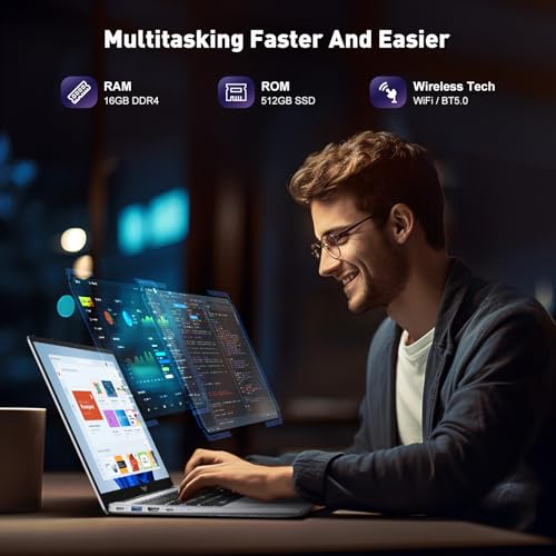 ACEMAGIC Gaming Laptop, Windows 11 Laptop Computer,16GB DDR4 512GB SSD Laptops, Intel Quad-Core Processor, 180° Open Angle,Metal Shell,WiFi,USB3.2, Type C - Image 4
