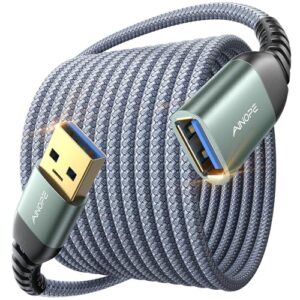 AINOPE USB Extension Cable,USB Extender,USB 3.0 Extension Cable, Male to Female Cord High Data Transfer Compatible with Webcam,USB Keyboard,Flash Drive,Hard Drive,Printer,10FT,Grey