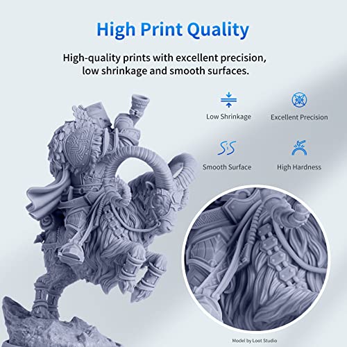 ANYCUBIC 3D Printer Resin, 405nm SLA UV-Curing Resin with High Precision and Quick Curing & Excellent Fluidity for LCD 3D Printing (Grey, 1kg) - Image 3