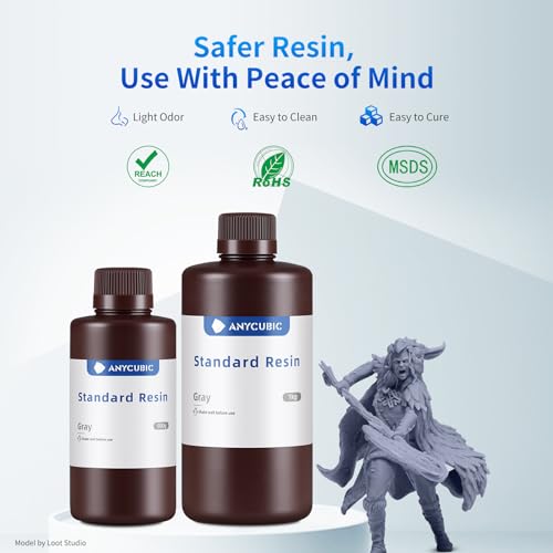 ANYCUBIC 3D Printer Resin, 405nm SLA UV-Curing Resin with High Precision and Quick Curing & Excellent Fluidity for LCD 3D Printing (Grey, 1kg) - Image 6