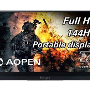 AOPEN by Acer Portable Monitor 16PG7QT Pbmiuuzx 15.6-inch Full HD (1920 x 1080) IPS Touch Monitor, 144Hz Refresh Rate and Adaptive-Sync Technology (2 x USB Type-C, 1 x Mini HDMI Port & 1 x Micro USB)