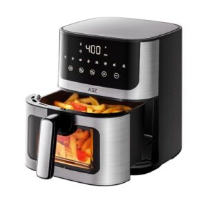 ASZ Air Fryer with Window Visible- 5 quart Compact- Digital Airfryer 5qt for 2-3 people – 5 qt for Office Dorm Room – 8 in 1 Bake Toast Broil Reheat – 1400W, 400℉ Kitchen Airfry Countertop Gift