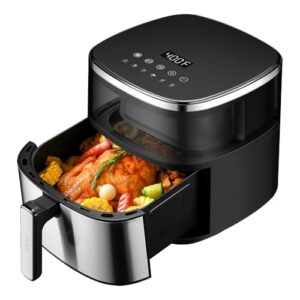 ASZ Digital Air Fryer 6qt with Window Up – 6 QT Big Airfryer 6-in-1 Presets Preheat Airfry Reheat Bake Roist Broil 400°F Airfrier 85% Oil Less,Nonstick Dishwasher-Safe Parts, Automatic Shutoff