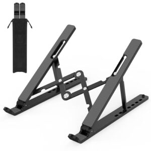 Adjustable Laptop Stand, Portable Laptop Riser for Desk, ABS+Silicone Foldable Ventilated Cooling Notebook Holder Stand for 10-15.6” Laptops,Tablets