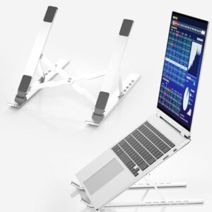Adjustable Laptop Stand for Desk Aluminium Alloy Laptop Riser with 6-Angle Adjustment Foldable Computer Holder for 10-16″ Laptops（Silver）
