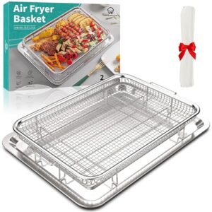 Air Fryer Basket for Oven, OPENICE 15.6″ x 11.6″ Large Air Fryer Tray and Pan with 30PCS Parchment Papers, Stainless Steel Oven Air Fryer Basket and Tray for Baking Grilling