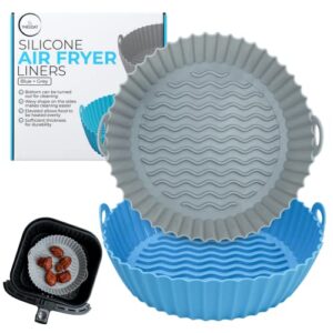 Air Fryer Liner 2 Pack – Reusable Food Grade Silicone Airfryer Liners – BPA Free Silicone Air Fryer Basket – Dishwasher Safe & Easy to Clean – Microwave, Instant Pot, Pressure Cooker Oven Inserts