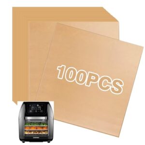 Air Fryer Liners Disposable Compatible with CHEFMAN 10 Qt Multifunctional Digital Air Fryer Accessories, Unbleached Parchment Paper, 100 PCS Square Non-Stick Baking Paper