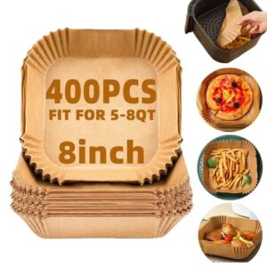 Air Fryer Liners Disposable,400Pcs Parchment Paper,LYHOLKEER 8inch Airfryer Paper Liners for 5-8QT Ninja/COSORI/Chefman/Paris Hilton/Cuisinart/Instant Pot/DASH/HAIMEEC/Kitchen Elite/RAMJOY Air Fryer