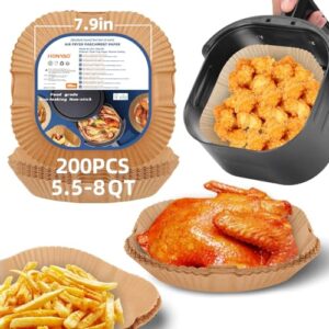 Air Fryer Paper Liners for 5.5-8 Qt Airfryer, 200pcs 7.9 x 7.9 inch XL Square Disposable Parchment Tray