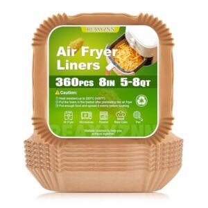 Air Fryer Parchment Paper Liners, 360pcs Air Fryer Liners Disposable, 8 Inch Oil Proof Square Airfryer Paper Liners for 5-8 QT, Baking, Roasting, Microwave