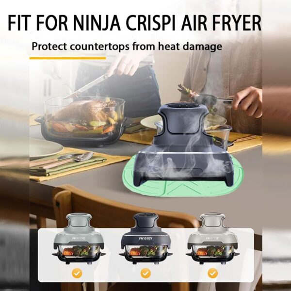 Air Fryer Trivets Suitable for Ninja Crispi- Silicone Hot Pads Potholders for Ninja Crispi Airfryer Accessories- Heat-Resistant Portable Non-Slip Kitchen Cooking Holder-Light Green - Image 4