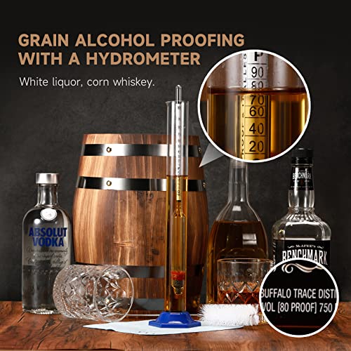 Alcohol Hydrometer Meter Test Kit 0-200 Proof & Tralle,with Glass Test Jar,Accurate Tester & Glass Cylinder for Proofing Distilled Spirits & Moonshine Alcoholmeter Testing Set,HDRELEODY - Image 6