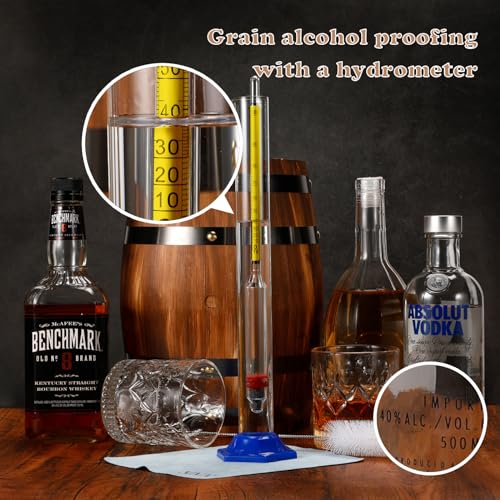 Alcohol Hydrometer Meter Test Kit 0-200 Proof & Tralle,with Glass Test Jar,Accurate Tester & Glass Cylinder for Proofing Distilled Spirits & Moonshine Alcoholmeter Testing Set,HDRELEODY - Image 7