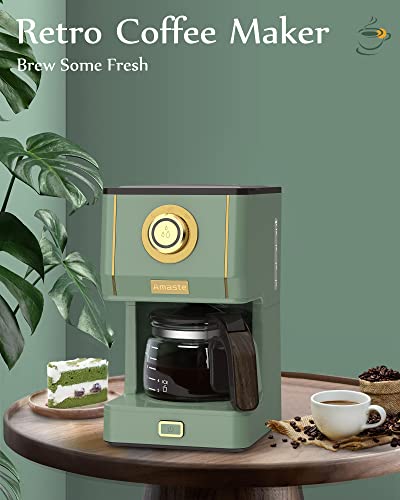 Amaste Drip Coffee Maker, Coffee Machine with 25 Oz Glass Coffee Pot, Retro Style Coffee Maker with Reusable Filter & Three Brewing Modes, 30minute-Warm-Keeping, Matcha Green - Image 4