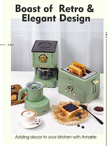 Amaste Drip Coffee Maker, Coffee Machine with 25 Oz Glass Coffee Pot, Retro Style Coffee Maker with Reusable Filter & Three Brewing Modes, 30minute-Warm-Keeping, Matcha Green - Image 5