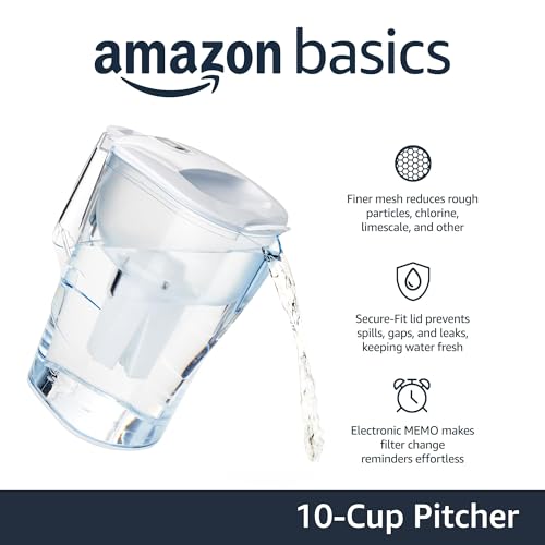 Amazon Basics 10-Cup Water Pitcher with Filter Compatible with Brita for Clean, Crisp Water, WQA and NSF Certified, Made in Europe - Image 5