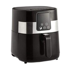 Amazon Basics 3.2 Quart 6-In-1 Air Fryer (Fry, Crisp, Roast, Bake, Reheat, Dehydrate), Non-Stick, with Timer, Auto Shut-Off, Digital Touch Screen, 180-400°F, 1400W, Black/Silver