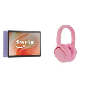 Amazon Fire HD 10 tablet (32 GB, Lilac) Noise Cancelling Headphone Bundle