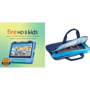 Amazon Fire HD 8 Kids Tablet (64 GB, Blue) + Tablet Sleeve (Blue)