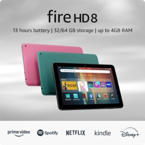 Amazon Fire HD 8 tablet (newest model), 8” HD Display, 3GB memory, 32GB, designed for portable entertainment, Black