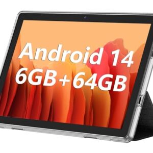 Android Tablet, 10.1 inch Android 14 Tablets 6GB RAM 64GB ROM 1TB Expand, 1280×800 IPS HD Touchscreen,6000mAh Battery, Bluetooth, Dual Camera, GMS, WiFi (Black)