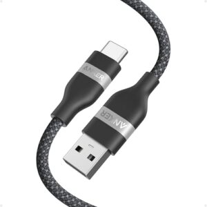 Anker Car Carplay Cable for iPhone 16 15 Pro Max Plus, Upcycled Braided USB A to USB C Car Charger Cord for Samsung Note20 and More (3FT, Black)
