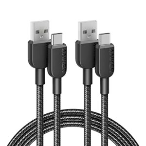 Anker USB A to USB C Cable, Charger Cord (2 Pack, 6FT), for Samsung Galaxy Note 10/S10+ S10, LG V30 (Black)