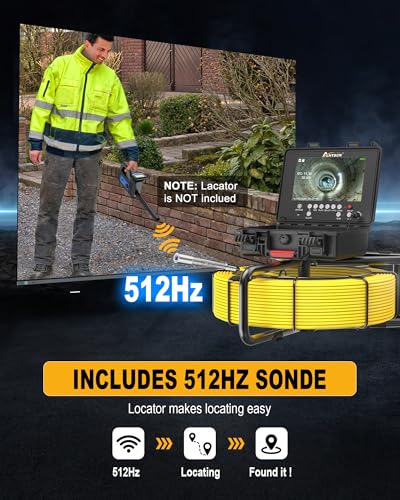 Anysun Self Leveling Sewer Camera 512Hz with Distance Counter, 7MM Thicker Cable, 165Ft Pipe Inspection Camera with 9'' 1080P IPS Screen, Video Drain Camera IP68 Industrial Borescope Snake, 32GB Card - Image 3