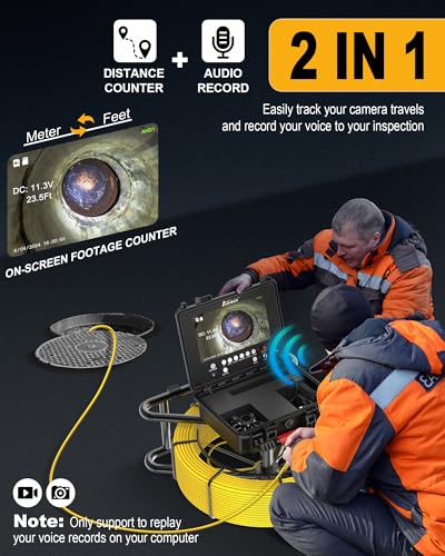 Anysun Self Leveling Sewer Camera 512Hz with Distance Counter, 7MM Thicker Cable, 165Ft Pipe Inspection Camera with 9'' 1080P IPS Screen, Video Drain Camera IP68 Industrial Borescope Snake, 32GB Card - Image 4