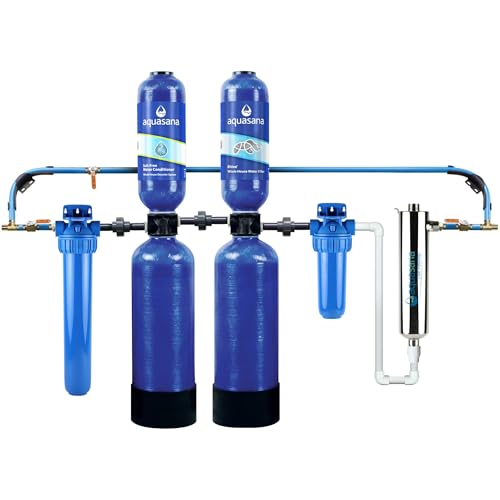 Aquasana Whole House Water Filter System | 1,000,000 Gallons | Salt-Free Softener Alternative | UV, Carbon & KDF | Tackles up to 99.99% Chlorine, Bacteria, Viruses, Cysts & Scale | EQ-1000-AST-UV