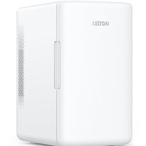 AstroAI Mini Fridge 2.0 Gen, 6 Liter/8 Cans Makeup Skincare Fridge 110V AC/ 12V DC Portable Thermoelectric Cooler and Warmer Little Fridge for Bedroom, Beverage, Cosmetics (Snow White)