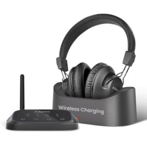 Avantree HT5009 Plus – Wireless Headphones for TV Watching with Transmitter & Seperate Charging Dock, Pass-Through Support, Bluetooth 5.3 Headset with Clear Voice for Seniors & Hard of Hearing