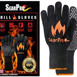 BBQ Grill Gloves Cooking Oven Mitts Fire Heat Resistant to 1400 Degrees Accessories for Barbecue Smoker Egg Fryer Hamburgers Pizza Steaks- Crock pots/Slow cookers -USA Owned Company-