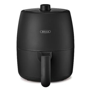 BELLA 2 qt Manual Air Fryer Oven and 5-in-1 Multicooker with Removable Nonstick and Dishwasher Safe Crisping Tray and Basket, 1200 Watt Heating System, Matte Black