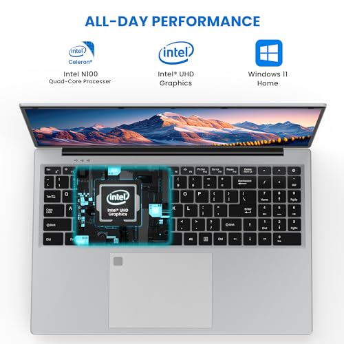 BIGASUO 16" Laptop Computer, 16GB DDR4 RAM 1TB SSD, Quad-Core N100 Processor Up to 3.4GHz, 1200P FHD IPS Display, Windows 11 Laptops with USB 3.0, Type-C, Mini-HDMI, 2.4/5G WiFi, RJ45, Sliver - Image 5