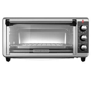 BLACK+DECKER 8-Slice Extra Wide Convection Toaster Oven, Fits 9″x13″ Oven Pans and 12″ Pizza, Bake, Toast, Broil, and Keep Warm Functions, Countertop Compact Design with Stainless Steel Finish
