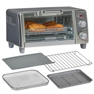 BLACK+DECKER Crisp ‘N Bake Air Fry Countertop Convection Toaster Oven, Medium Capacity, 4-Slice, 5-in-1, Fits 9” Pizza, 30-Min Timer, Bake, Broil, Air Fry, Toast, Keep Warm, Stainless Steel