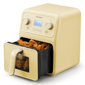 BUYDEEM F51 8-in-1 Air Fryer 4.2QT, Retro Countertop Airfryer Oven with Visible Window, Shake Reminder, One-touch Control with LCD Display, Mellow Yellow