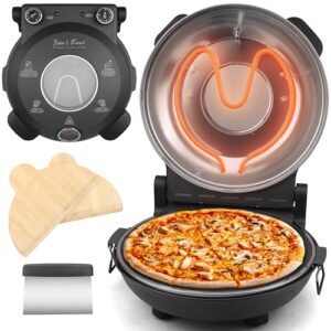 Baker’s Friend Electric Pizza Oven Indoor Countertop, 12 Inch Pizza Maker Machine for Home, Pizza Cooker & Pizza Grill, Premium Glazed Ceramic Stone Pizza Oven, Graphite Gray