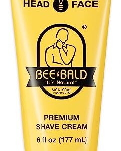 Bee Bald SHAVE Premium Shaving Cream Goes On Light & Slick That’s Incredibly Smooth & Quick For Both Face And Head, 6 Fl Oz
