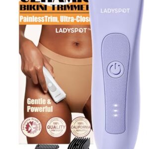 Bikini Trimmer for Women, Pubic Hair Trimmer Shaver for Women -Waterproof Hair Shaver Razors, LADYSPOT™ Shaving Sets,with 3 Guards,Replaceable Hypoallergenic Ceramic Blade,Wet/Dry(Purple)